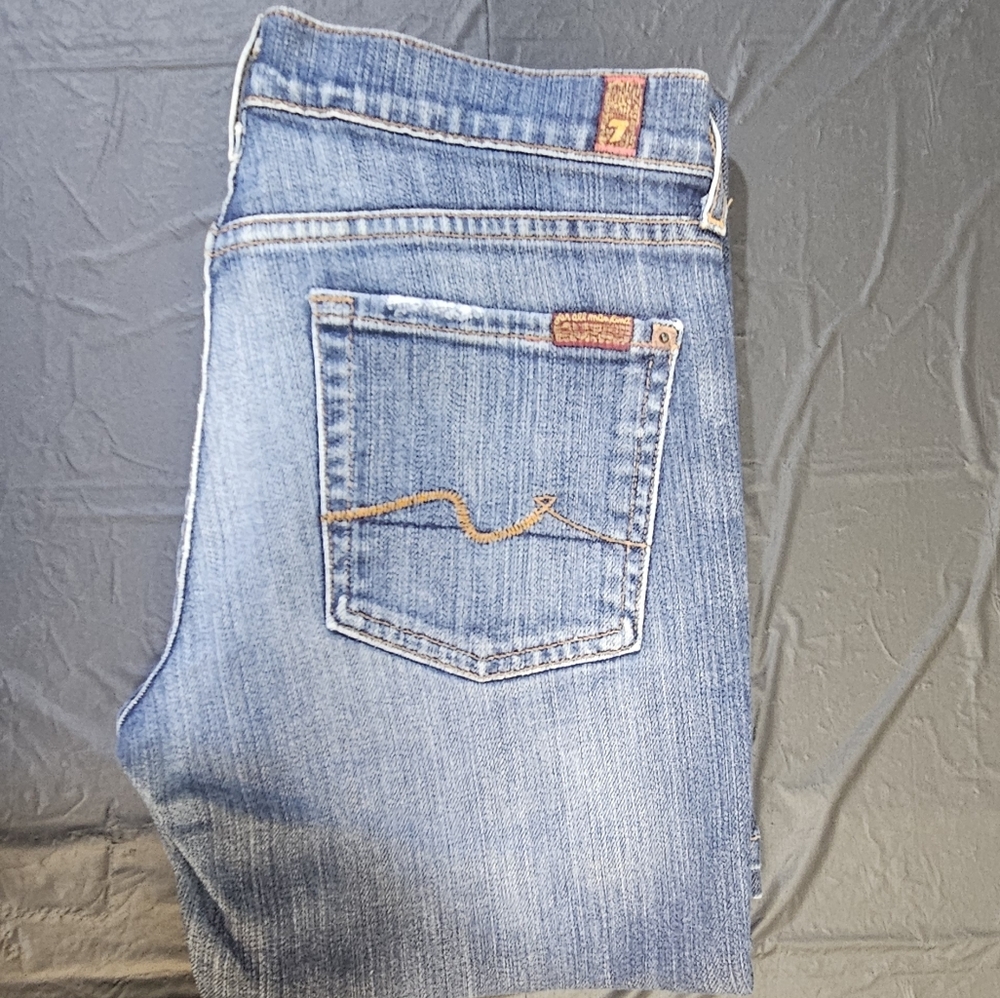 7 For All Mankind Dark Blue Boot Cut Jeans - Picture 13 of 14